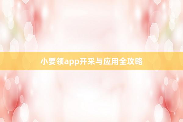 小要领app开采与应用全攻略