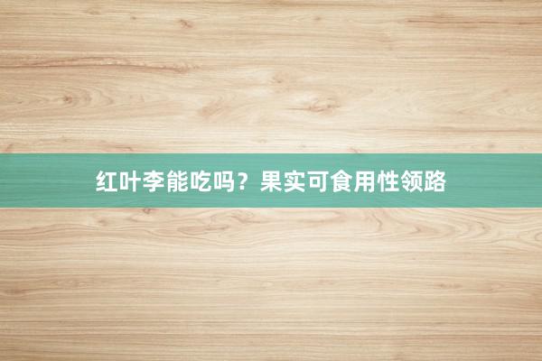 红叶李能吃吗？果实可食用性领路